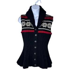 Vtg Ralph Lauren Blue Label SMALL Fair Isle Nordic Sweater Vest Wool Cashmere